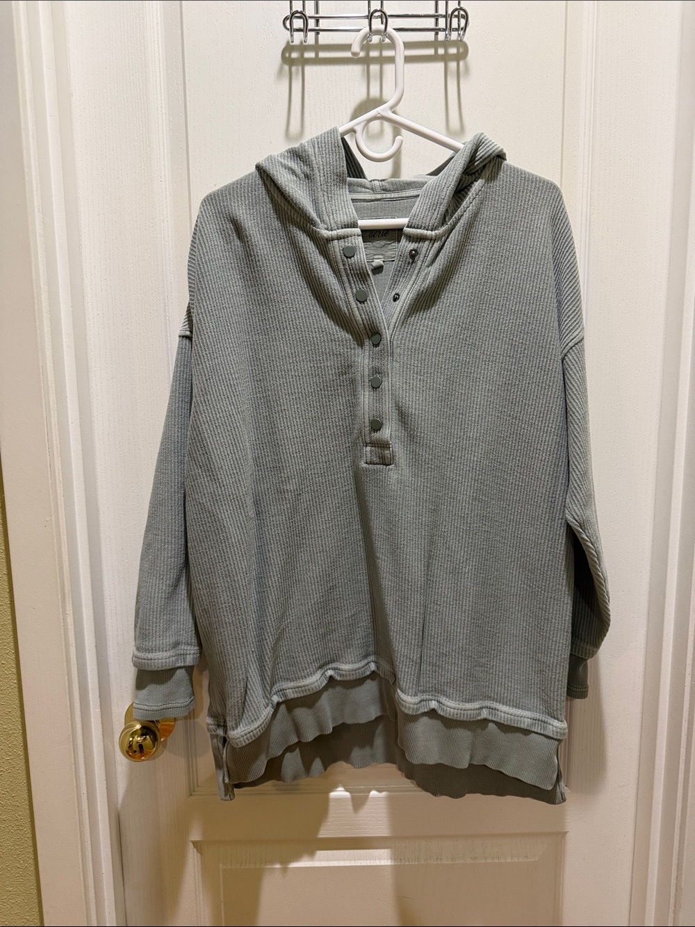 aerie M Hooded Waffle Henley - Sage